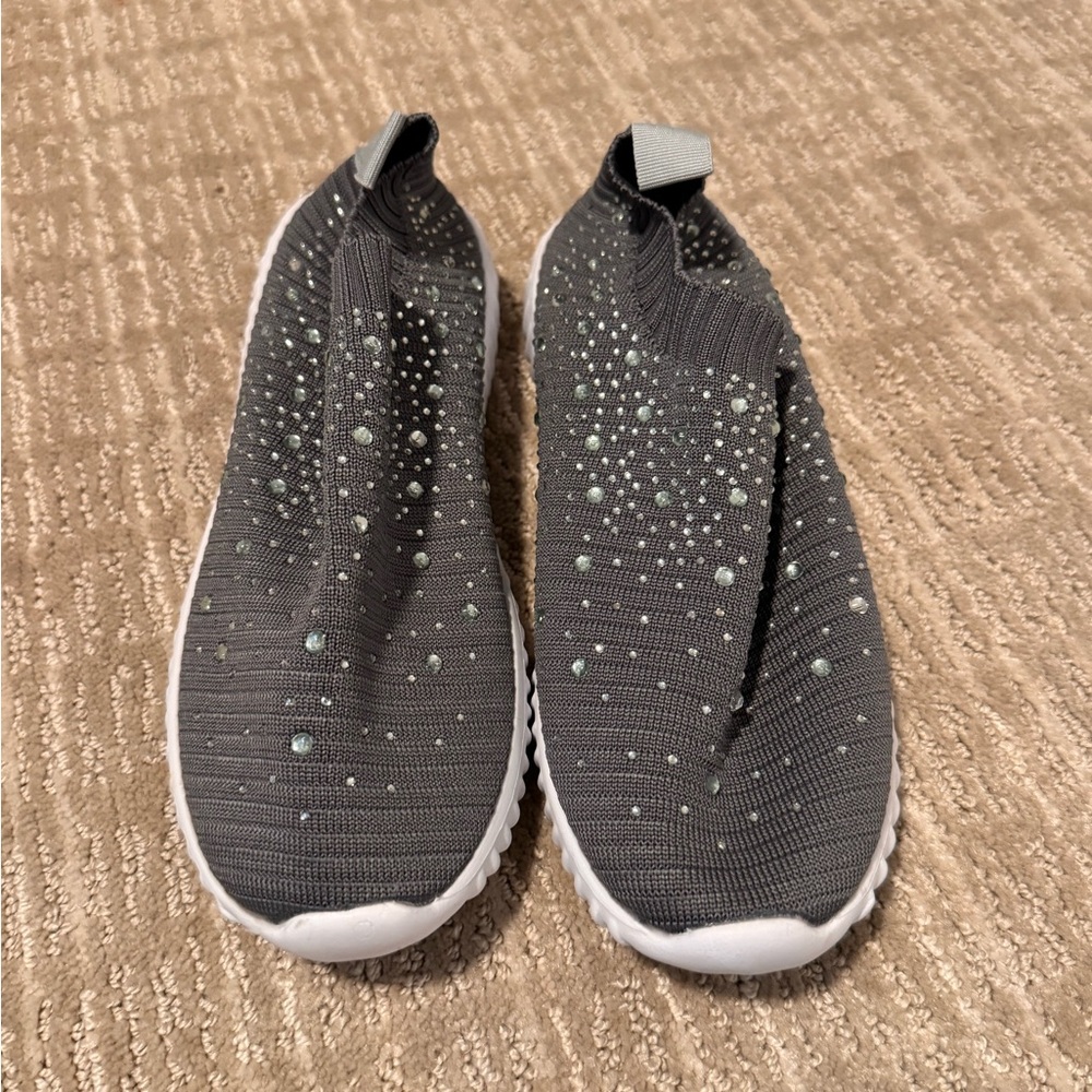Gray Slip-On Sneakers with White Soles